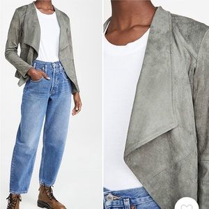 Faux suede, relaxed fit. Out of stock item. Great for fall. Only worn once.